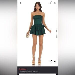 Lucy in the Sky Green Strapless Peplum Dress